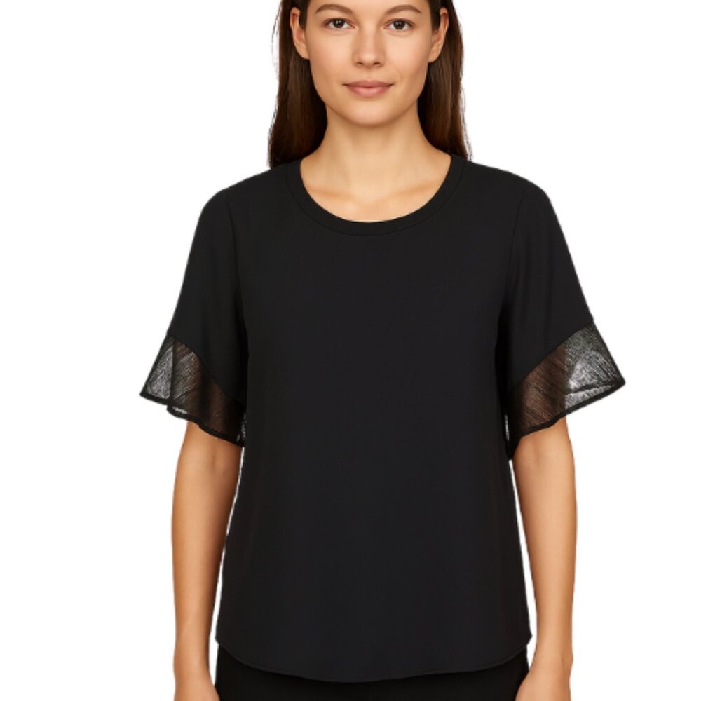 Revolve x CAMI NYC Black Silk and Metallic thread Blouse NWT